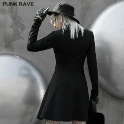 Punkravestore PUNK Stand Collar Dress Women