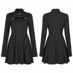 Punkravestore PUNK Stand Collar Dress Women