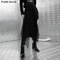 Punkravestore "Electronic Bionic" Stitched Straight High Waist Skirt Women