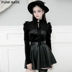 Punkravestore Velvet Bow Shirt Women