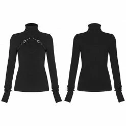 Punkravestore Punk Cross-shoulder Strap Long Sleeve T-shirt