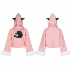 Punkravestore Cat Print Loose Plus Velvet Sweater Family Outfits 40 Punkravestore Cat Print Loose Plus Velvet Sweater Family Outfits