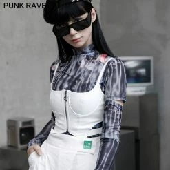 Punkravestore Women "Millennium E-Worm" Half-breast Cup Hollow Top 27 Punkravestore Women