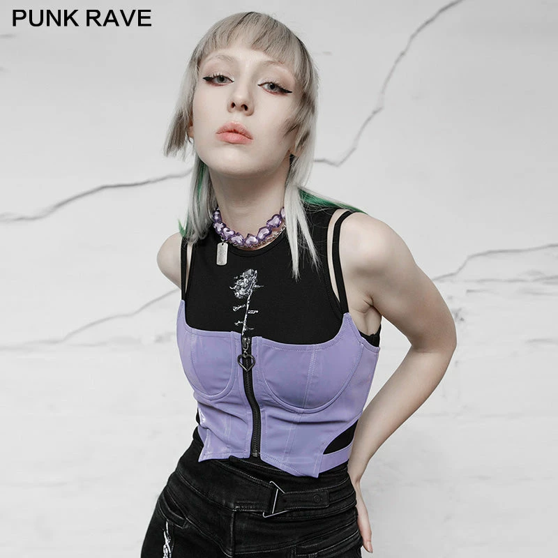 Punkravestore Women "Millennium E-Worm" Half-breast Cup Hollow Top 8 Punkravestore Women "Millennium E-Worm" Half-breast Cup Hollow Top