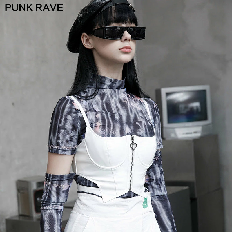 Punkravestore Women "Millennium E-Worm" Half-breast Cup Hollow Top 14 Punkravestore Women "Millennium E-Worm" Half-breast Cup Hollow Top