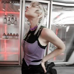 Punkravestore Women "Millennium E-Worm" Half-breast Cup Hollow Top 23 Punkravestore Women