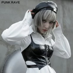 Punkravestore Women "Millennium E-Worm" Half-breast Cup Hollow Top 19 Punkravestore Women