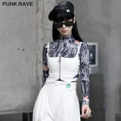 Punkravestore Women "Millennium E-Worm" Half-breast Cup Hollow Top 29 Punkravestore Women