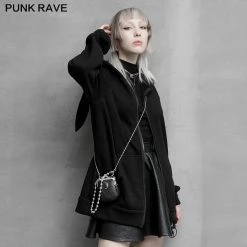Punkravestore Dark Rabbit Print Coat Family Outfits
