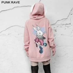 Punkravestore Dark Rabbit Print Coat Family Outfits