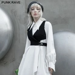 Punkravestore Asymmetry Turn-down Collar Short Waistcoat Family Outfits