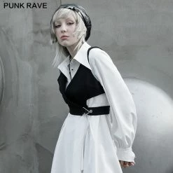 Punkravestore Asymmetry Turn-down Collar Short Waistcoat Family Outfits