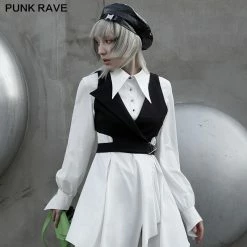 Punkravestore Asymmetry Turn-down Collar Short Waistcoat Family Outfits