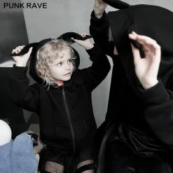 Punkravestore Dark Rabbit Print Coat Family Outfits