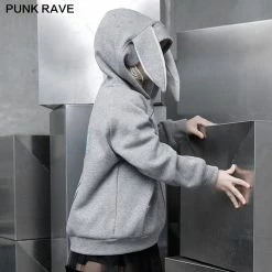 Punkravestore Dark Rabbit Print Coat Family Outfits