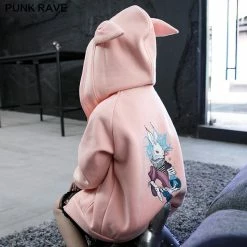 Punkravestore Dark Rabbit Print Coat Family Outfits
