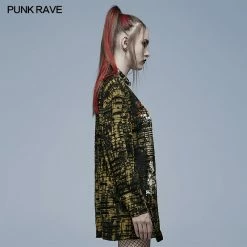 Punkravestore Gothic Loose Print Long Sleeve T-Shirt