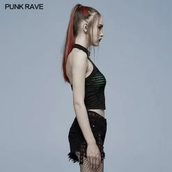 Punkravestore Daily Hollowed Out Spider Print Vest
