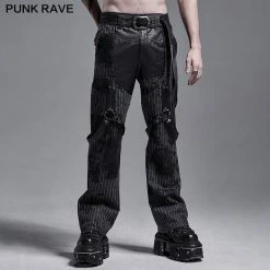Punkravestore PUNK Print Striped Loose Straight Pants