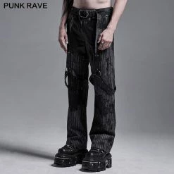 Punkravestore PUNK Print Striped Loose Straight Pants