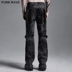 Punkravestore PUNK Print Striped Loose Straight Pants