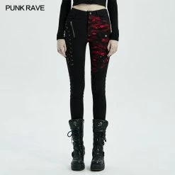 Punk Rave Store Punk Blood Dark Denim Women Trousers