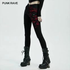 Punk Rave Store Punk Blood Dark Denim Women Trousers