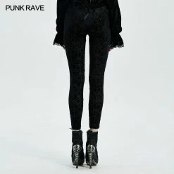 Punkravestore Gothic Retro Burn Out Flower Leggings