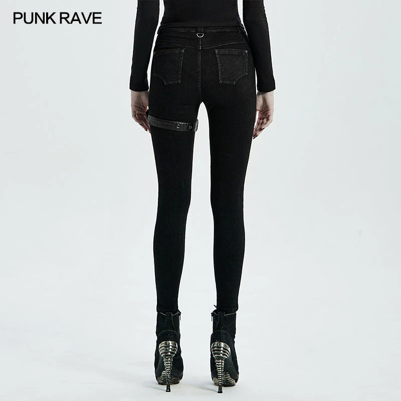 Punkravestore Punk Knee Deconstructed Hollow Denim Trousers 5 Punkravestore Punk Knee Deconstructed Hollow Denim Trousers