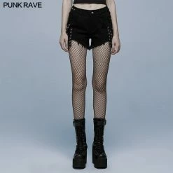 Punkravestore Gothic Contrast Color Ragged Jeans