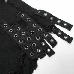 Punkravestore Gothic Contrast Color Ragged Jeans