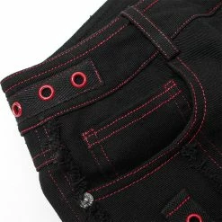 Punkravestore Gothic Contrast Color Ragged Jeans