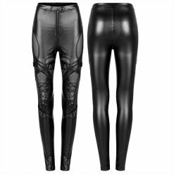 Punkravestore Goth Skinny Imitation Leather Pants Gothic