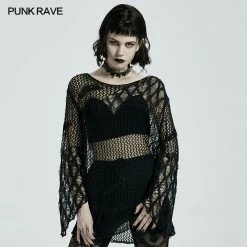 Punkravestore Irregular Hollow Sweaters Punk Sweater & Hoodies