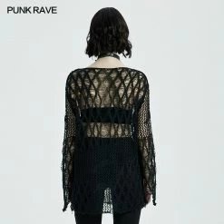 Punkravestore Irregular Hollow Sweaters Punk Sweater & Hoodies
