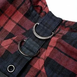 Punkravestore Gothic Pink Blue Plaid Dress