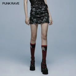 Punkravestore Goth Skull Printting Skirt
