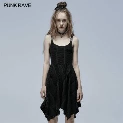 Punkravestore Gothic Goth Asymmetric Slip Dress