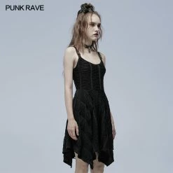 Punkravestore Gothic Goth Asymmetric Slip Dress