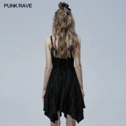 Punkravestore Gothic Goth Asymmetric Slip Dress