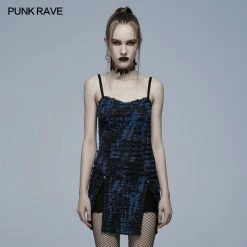 Punkravestore Gothic Abstract Print Slip Dress