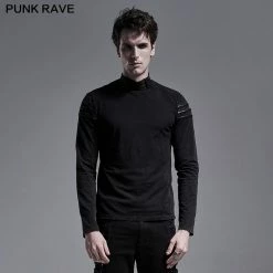 Punkravestore Simple Everyday Gothic Long Sleeve T-shirt Gothic Mens T-shirt
