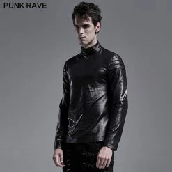 Punkravestore Simple Everyday Gothic Long Sleeve T-shirt Gothic Mens T-shirt