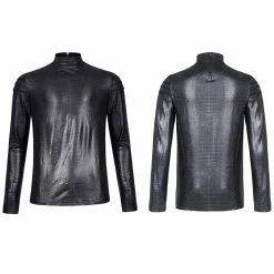 Punkravestore Simple Everyday Gothic Long Sleeve T-shirt Gothic Mens T-shirt