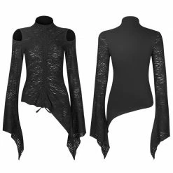 Punkravestore Gothic Drawstring Long Sleeve T-shirt 10 Punkravestore Gothic Drawstring Long Sleeve T-shirt