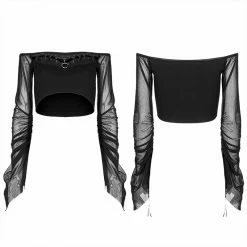 Punkravestore Gothic Cut-out Slash Neck T-shirt