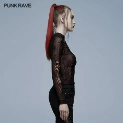 Punkravestore Gothic Spider Web Printting Perspective T-shirt