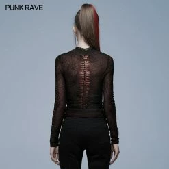 Punkravestore Gothic Spider Web Printting Perspective T-shirt