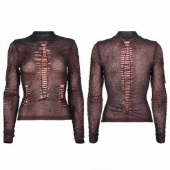 Punkravestore Gothic Spider Web Printting Perspective T-shirt