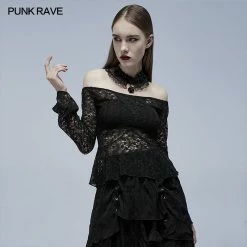 Punkravestore Gothic Perspective Lace Blouse
